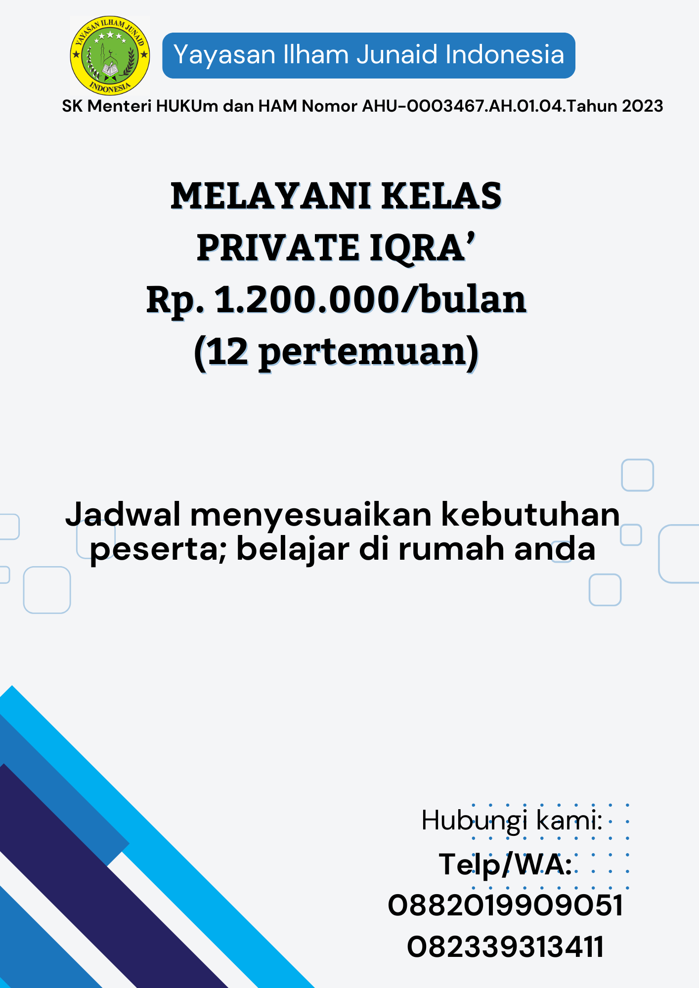 Melayani Private Belajar Iqra' (Membaca Al-Qur'an)